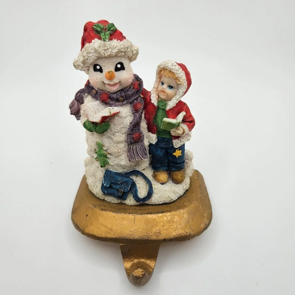 Vintage‎ K's Collection Christmas Stocking Holder Snowman & Boy Caroler